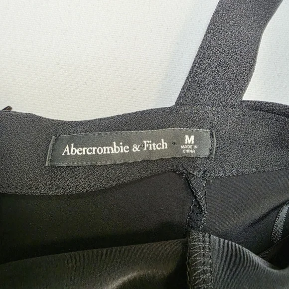 Quiet Luxury Abercrombie Fitch Black Midi Dress Women’s M Sweetheart Neck Slit - Picture 8 of 13